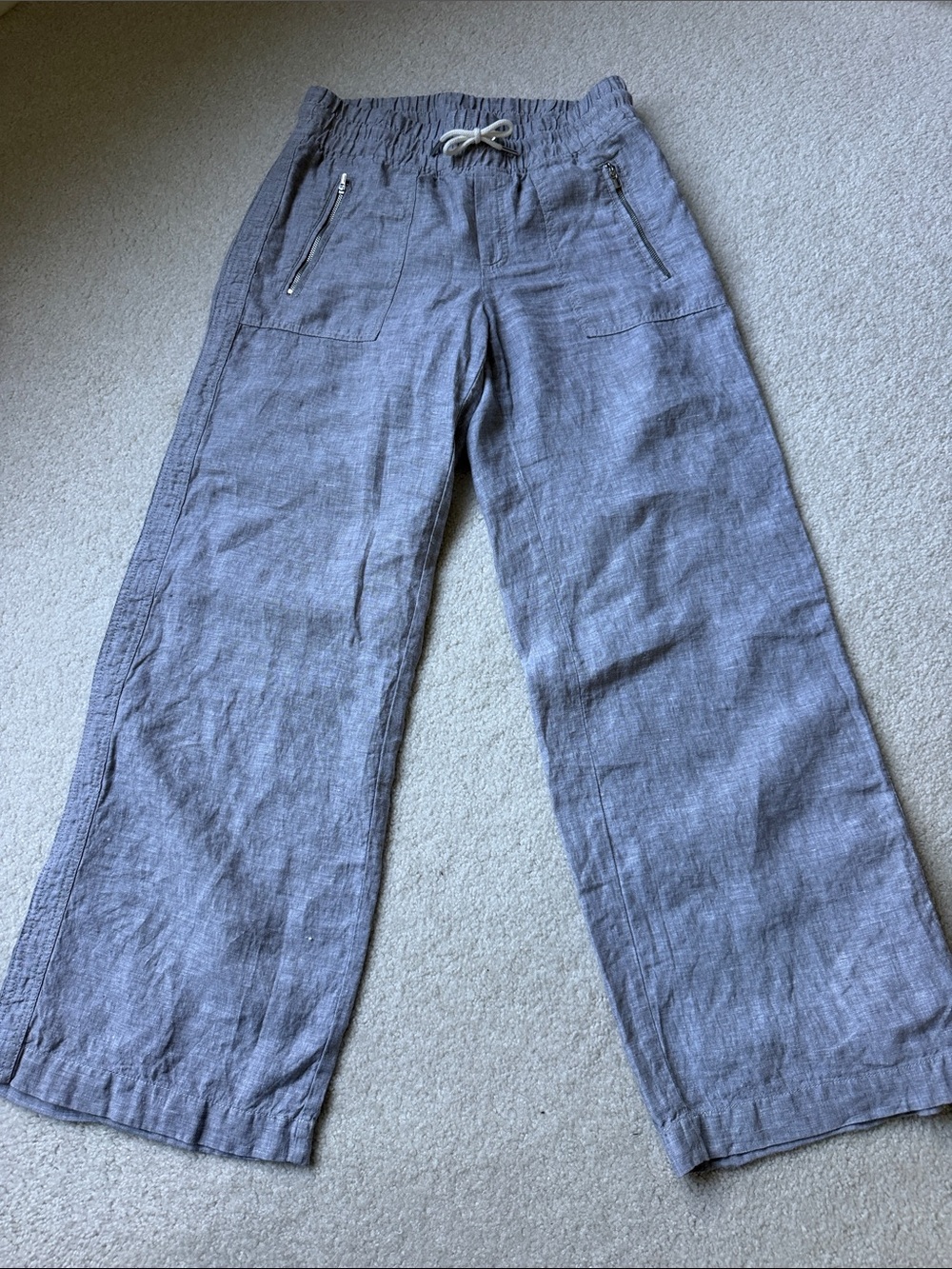 Athleta retreat gray wide leg linen pants-4